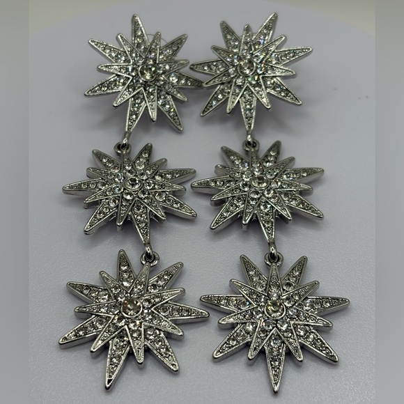 BRIDAL👰 CRYSTAL 🌟 STARBURST Earrings PAGEANT 👸 SWAROVSKI - Picture 5 of 9